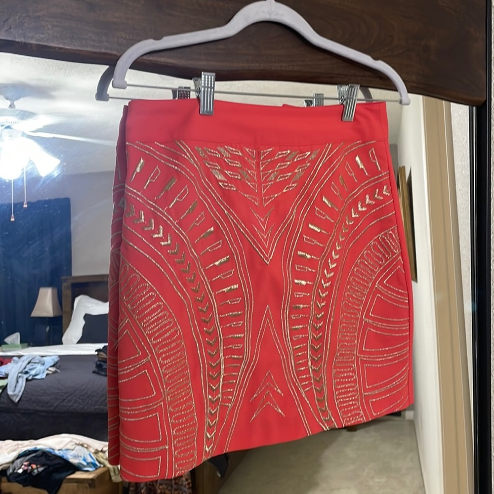 Pink and gold mini pencil skirt millennial